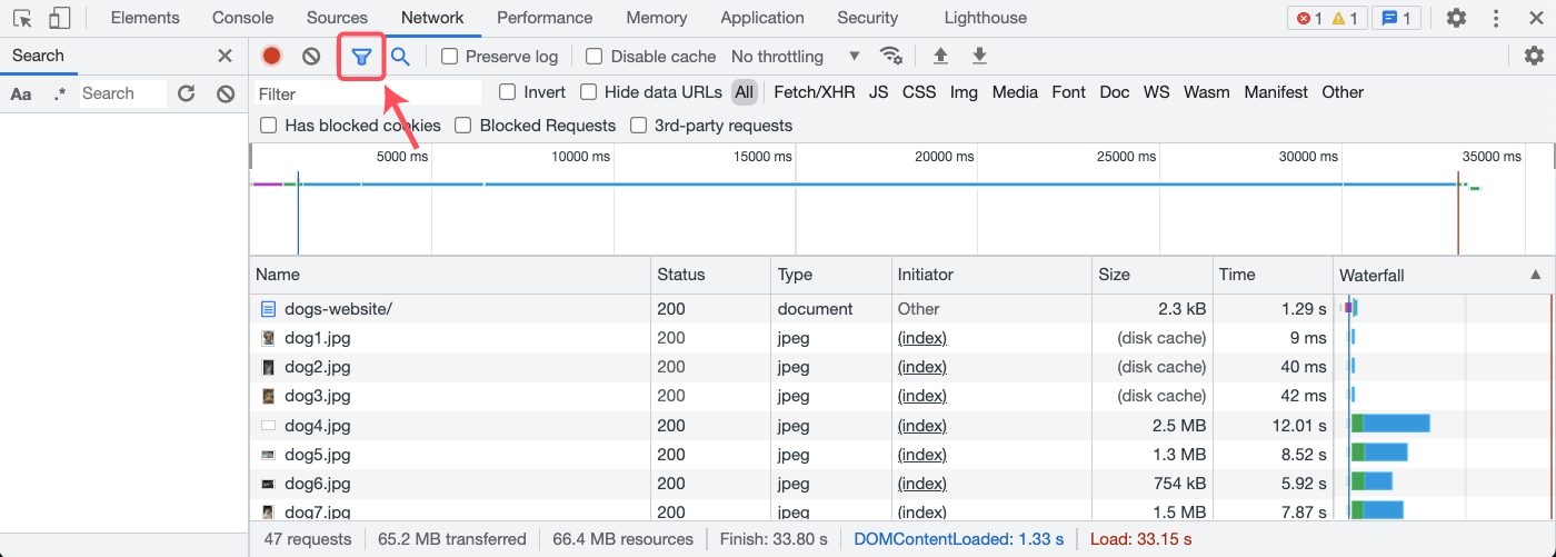 Enable filtering in network console